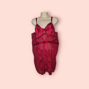 Torrid Strappy Cut Out Chemise Babydoll Lingerie Plus Size Nightie Red Sexy 2X